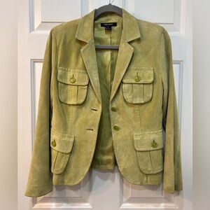 Lime Green Karen Kane Painted Desert Suede‎ Leather Jacket Blazer Women's Size S